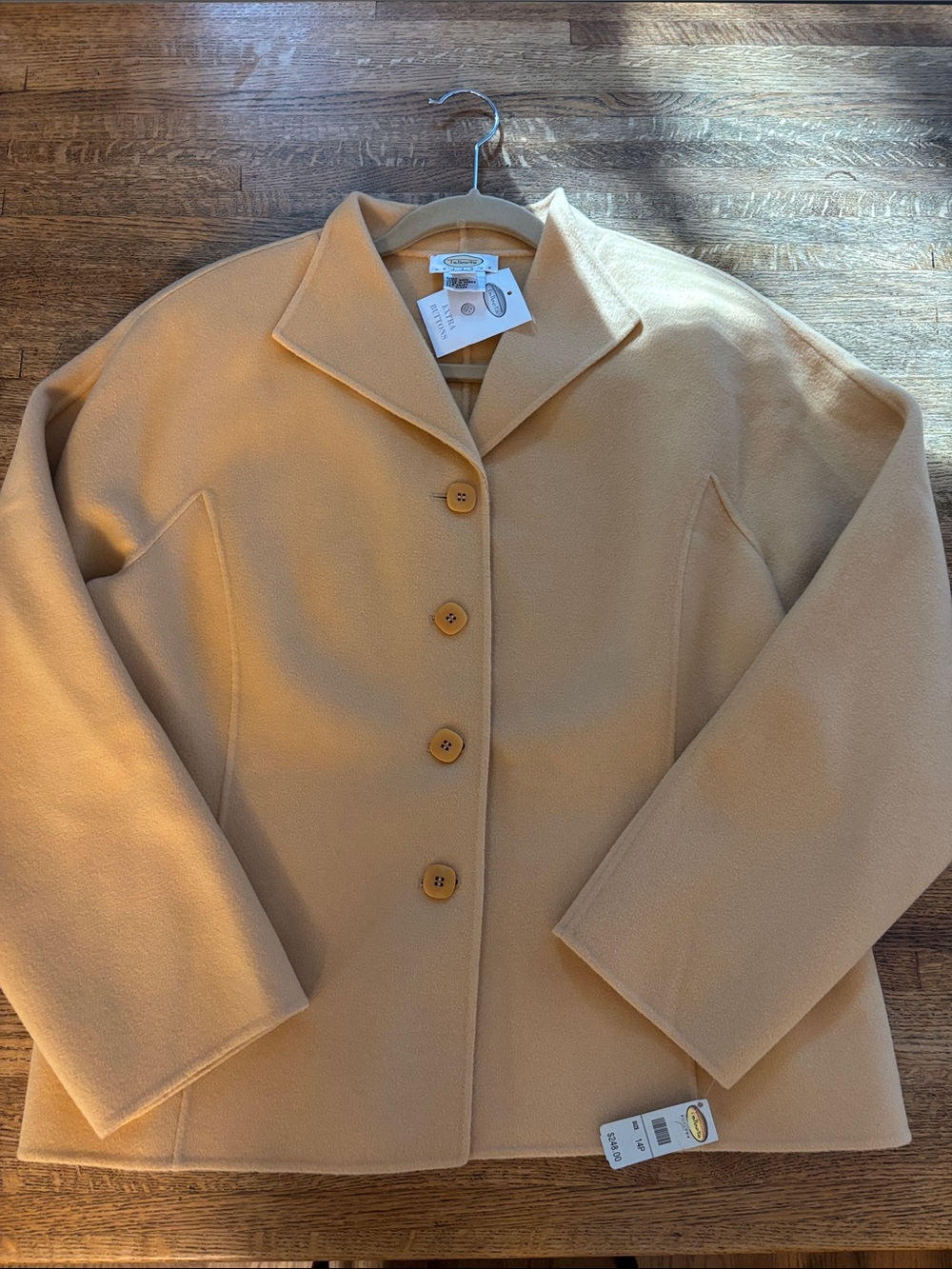 NWT Talbots Size 14 Petite Yellow/Tan Single-Breasted Soft Wool Blazer/Jacket